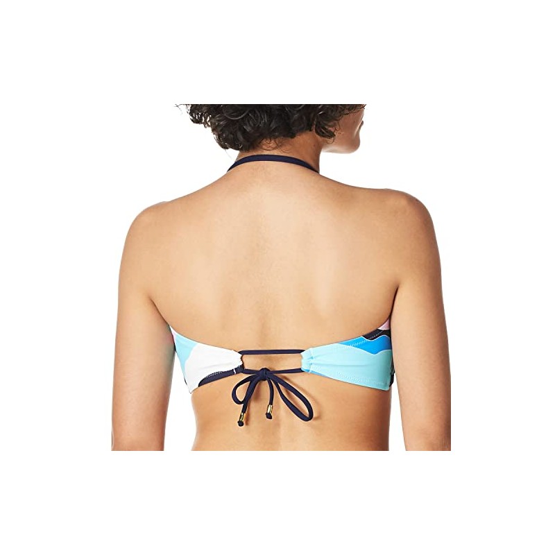 Trina Turk Bandeau Hipster Bikini Parte Superior para Mujer, Naranja/Mosaico