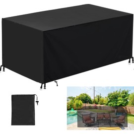 HRSMTY Cover for garden furniture, waterproof, cover for tables, chairs, winterproof, windproof, UV-resistant, 420D Oxford fabric, rectangular tarpaulins, protective cover for furniture sets, garden