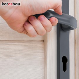 KOTARBAU® Door Handle 72 mm Profile Cylinder Aluminium Handle Universal Door Handle Door Fitting Long Plate Set Anthracite Room Door Interior Door Exterior Door Handle