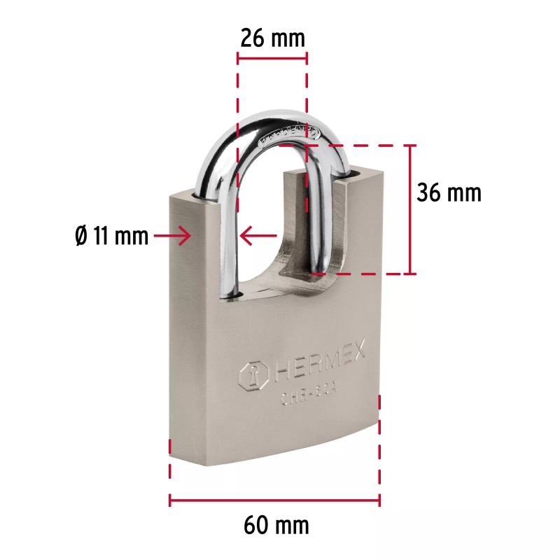 Hermex CHR-60A 60 mm iron padlock with armor, anti-pick key
