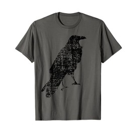 STANDING RAVEN–Cool Bird Graphic T-Shirt