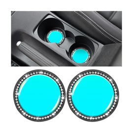 TNAIYH Bling Car Cup Holder Coaster, 2PCS 2.75" Luminous Shiny Non-Slip Insert Vehicle Drink Cup Pad with Rhinestone, Shockproof Embedded Auto Water Bottle Holder Mat, Universal Fit