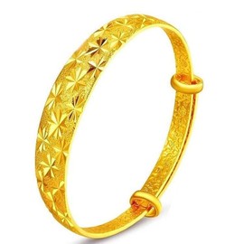 QZCQLLM Delicate Beautiful Gold Silver Bangle Bracelet with Snowflake Carved,Gold Silver Jewellery.With a Beautiful Star and Moon yarn bag (Gold)