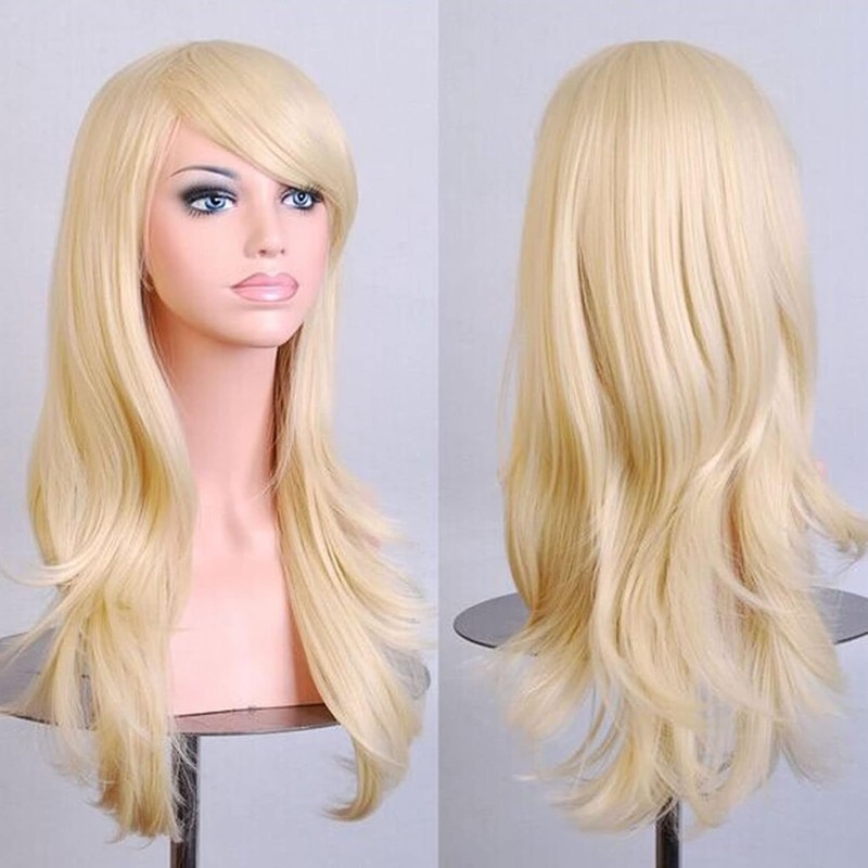Peluca Ondulada Rizada Larga, Pelucas de Pelo Sintético de Moda,