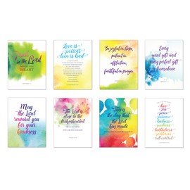 Bible Verse Simple Scripture Greeting Cards w/Envelopes (8 Inspirational Blank Note Cards - Birthday, Thank You, Sympathy, Thinking of you
