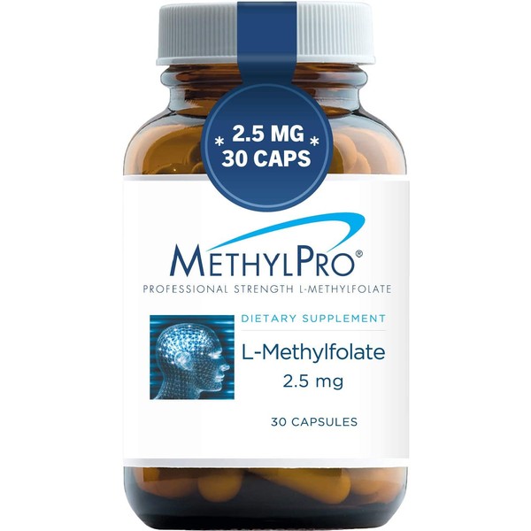 MethylPro 2.5mg L-Methylfolate (30 Capsules) - Professional Strength Active Methyl Folate, 5-MTHF Supplement for Mood, Homocysteine Methylation + Immune Support, Gluten-Free with No Fillers