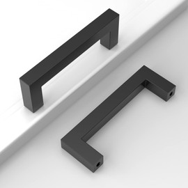 Amerdeco Pack of 10 Furniture Handles, Stainless Steel, Black, Cabinet Handles, Kitchen Handles, 96 mm Hole Spacing, Drawer Handles, Drawer Handles, Handles for Kitchen Cabinets, Wardrobe