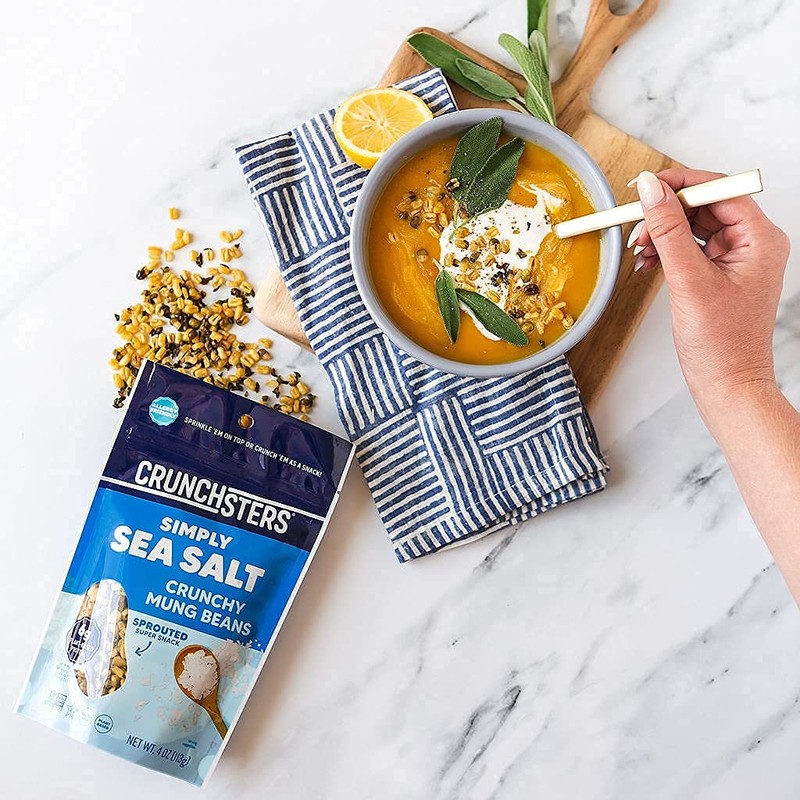 Crunchsters Crunchy Sprouted Mung Beans, Plant-Based Protein Super-Snack and Salad