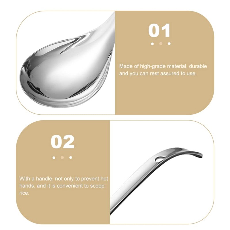 Cabilock Stainless Steel Rice Spoon 10.2 Inch Large Soup Ladle