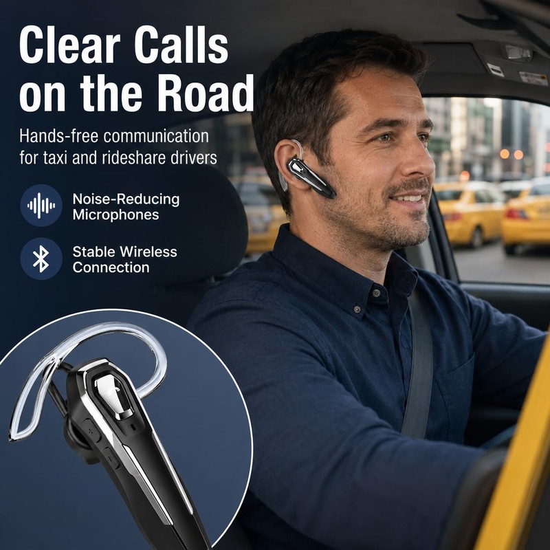 Sellwell Sliver Bluetooth Earpiece with Mic, Mono Wireless Headset, 30H