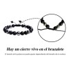 Pulsera Lynnette Cuero Obsidiana Hombre Ajustable 21cm Pack 2