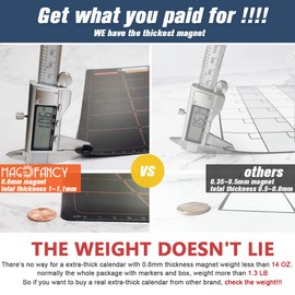 MAG-FANCY Magnetic Dry Erase Calendar for Refrigerator Weekly Chore Chart Schedule Planning Board 6 Fine Tip Wet EraseMarkers & Mounts for Wall Hanging Black