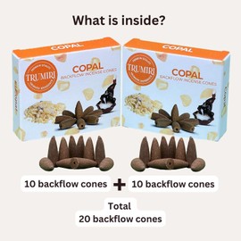Copal Backflow Incense Cones - Total 20 Incense Cones Waterfall - Dual Pack of 10 Incense Backflow Cones - Waterfall Incense Cones - Incense Waterfall Cones