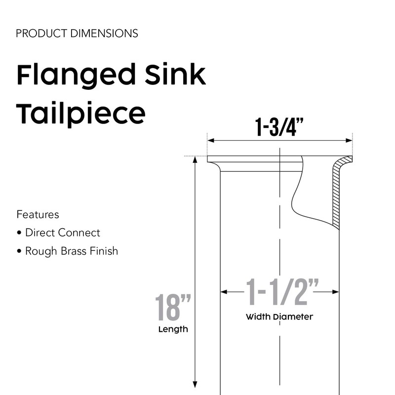 Highcraft Flanged Sink Tailpiece 1-1/2" x 18" Brass 22-Gauge Extension