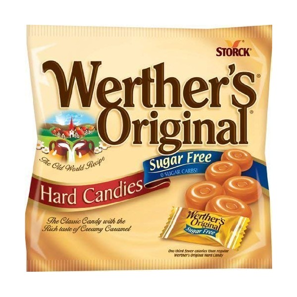 Werther's, caramelo duro sin azúcar caramelo, original, 2.75 onzas (Paquete de 4) por Werther's