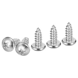 DTGN #10x1/2" Phillips Pan Head Self-Tapping Screw - 60Pack - Bright Finish 304 Stainless Steel Sheet Metal Screws Wood Screws