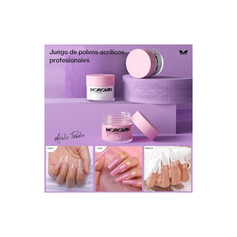 Kit profesional Morovan de uñas acrílicas con luz U V