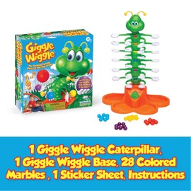PlayMonster Giggle Wiggle Board Games for Kids, Hand-Eye Coordination, Preschool Games, The Twisting-Turning Race to Get Your Marbles to The Top Game, Ages 4+, Batteries Not Included