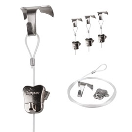 STAS Moulding Hooks + Perlon Cords with Loop 59 + Zipper Hooks- Packet of 4 each (59 perlon cord, Chrome) by Stas Picture Hanging