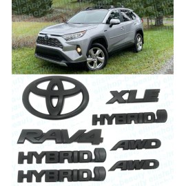 Toyota 8pcs TOYOTA RAV4 BLACK OUT EMBLEM OVERLAY KIT for 2019-2023 XLE HYBRID PT948-421