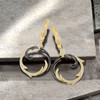 Santuzza Sterling Silver Round Gemstone Earrings Yellow Black Plated Cubic