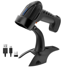 Tera Barcode Scanner Wireless 2D QR with Stand: Pro Version Battery Level Indicator 2500mAh Industrial Grade Bar Code Reader 3-in-1 Works with Bluetooth 2.4G USB Wired 8100 Black