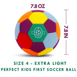 LINKBOY Multicolor Soft Indoor Soccer Ball for Toddlers, Size 4 – Safe Foam Ball for Kids to Kick and Play in The House