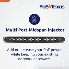 PoE Texas - PoE Injector - 12 Port Gigabit Passive Midspan Injector with 48V 120 Watt UL Power Supply - Power Over Ethernet for 802.3af or at (PoE+) Devices VoIP Phone, WiFi Access Point, IP Camera