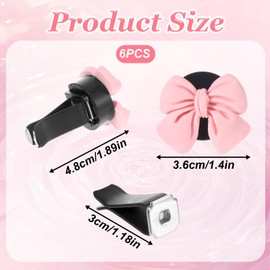 6 Pcs Bow Car Vent Clips, Cute Bow Air Vent Clip Charm Air Conditioning Outlet Clip Car Accessories Cars Inter Decor Dashboard Accessories for Women Girly Cars Truck Suv (Pink)