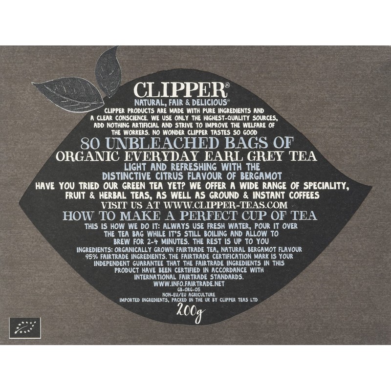 Clipper Organic Earl Grey Tea Bag, 200 g