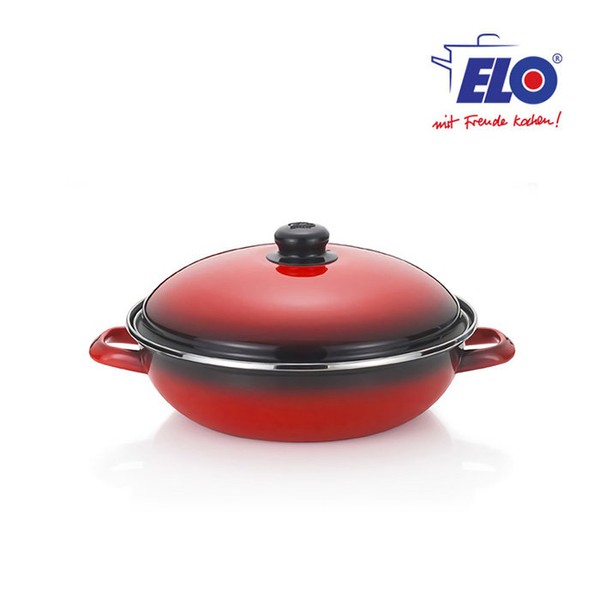 ELO red enamel wok 28cm / induction pot / enamel,