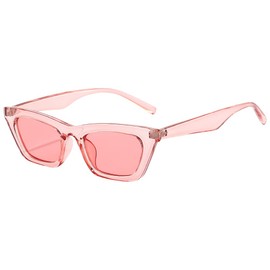 BOJOD Pink Skinny Cat Eye Sunglasses for Women Trendy Pink Y2K Small Rave 90s Color Cateye Sunglasses Slim Festival Glasses for party Pink