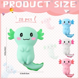 RoundFunny Axolotl Sensory Fidget Toy Valentine Gifts Axolotl Party Favors Supplies Gifts Stress Relief Squeeze Salamander Stress Balls for Boys Girls(4 Pcs)