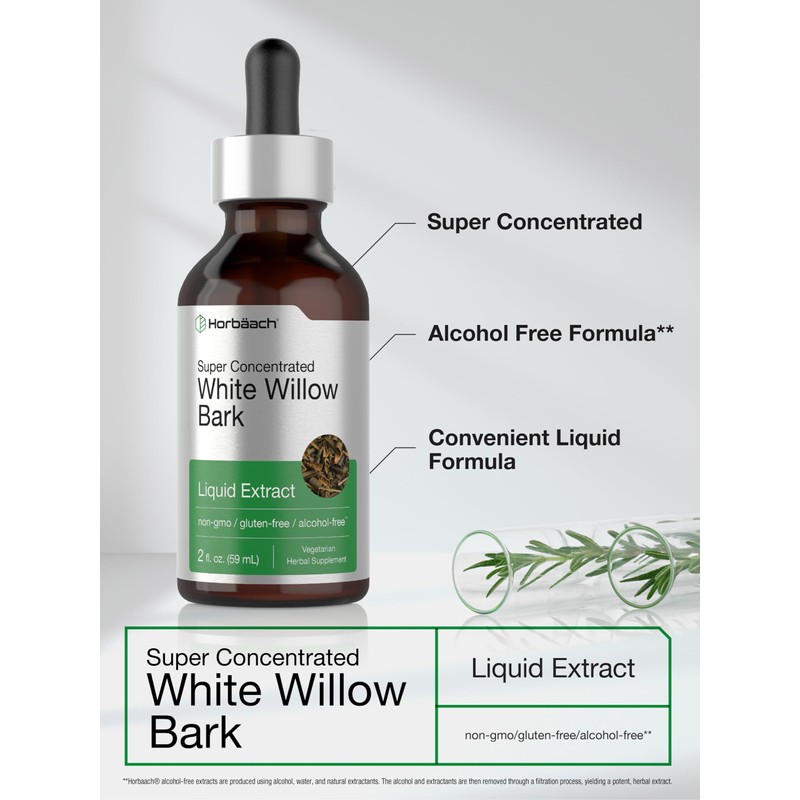 Horbäach White Willow Bark Extract Tincture | 2 Fl oz