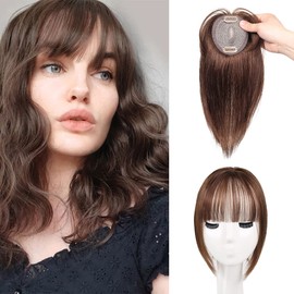 TBOAD Hair Toppers for Women Real Human Hair,Hair Toppers for Women No Bangs Top Hair Extensions Hair Pieces for Thinning Hair Wiglets Upgrade Lace Base Premium Remy Hair Toppers 12inch