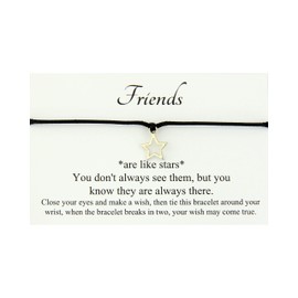 Lucor Friends Are Like Stars Gift,Star Wish String Bracelet,Friendship Bestie Gift,Best Friend Gift,Christmas Birthday Gift(Black)