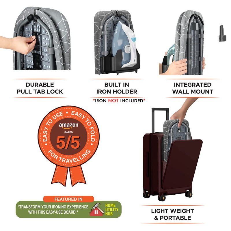 XABITAT Table Top Ironing Board with Wall Mount, D-Crease, Portable