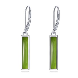 YFN Peridot Bar Earrings for Women Sterling Silver Peridot Leverback Earrings Peridot Jewelry Gift for Women (Peridot)