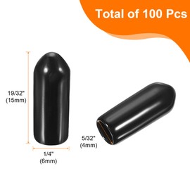 uxcell 100pcs Pegboard Hooks Protector Rubber End Caps, Peg Board Hook Flexible Prongs End Tips Caps Rack Cover for Pegboard Dishwasher Hook, Black(15mm Long 4mm Inner Dia)