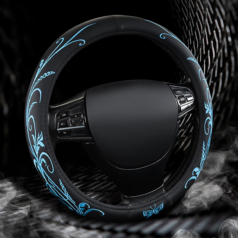 Car Leather Steering Wheel Cover - Panapi Material, Universal 14.5-15