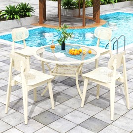 Recaceik Dining Chair Set of 4, Modern 4-Piece Heavy-Duty Plastic Kitchen Chairs, Dining Room Chairs Set Side Chair for Home Office Indoor Outdoor