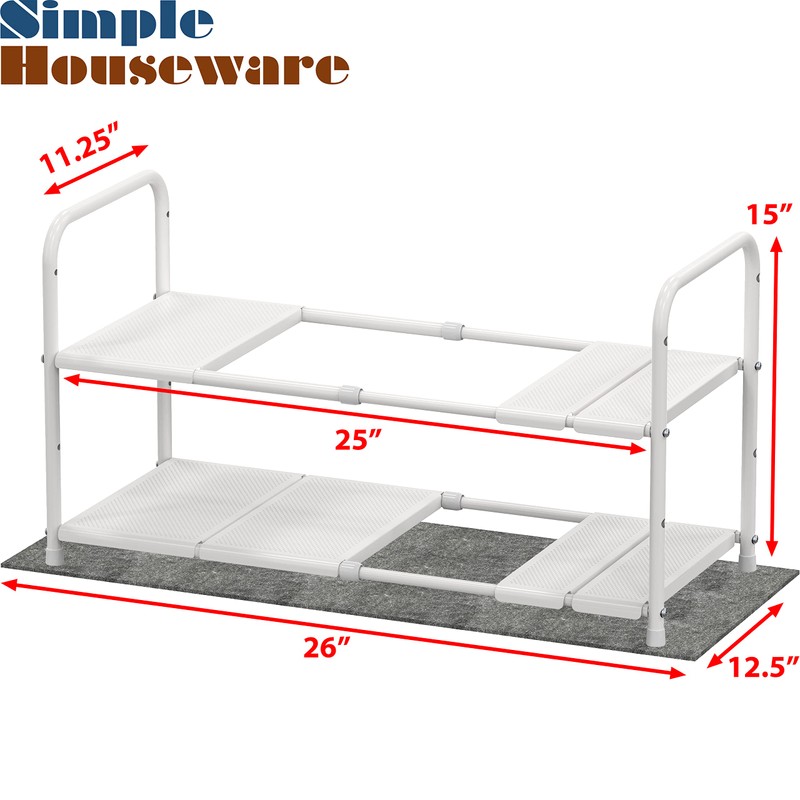 Simple Houseware Under Sink 2 Tier Expandable Heavy Duty Metal