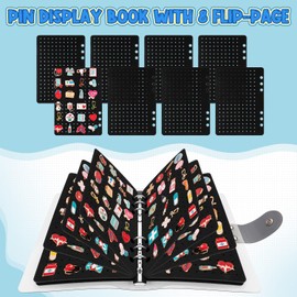 8 Pages Enamel Pin Display Book for Enamel Pins, A5 Pins Collection Storage Organizer Book for Collectors, Portable Travel Pins Trading Book with Clear PVC Cover (Not Include Accessories)