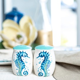 Salt and Pepper Shakers - Adorable Ceramic Seahorse Novelty Set