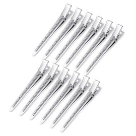 Annhua Professional Hair Clips, Set of 12, Professional Hair Ties, Hairdresser Curl Clips, Bangs Clips, Barbers, Beauty Industry, Solid Color, Silver, Hair Accessories