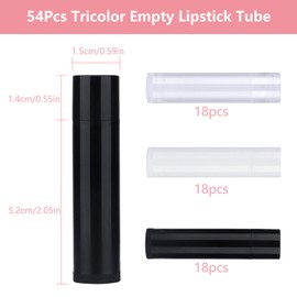 MirraSwit Pack of 54 Empty Lipstick Sleeves for Filling Yourself, Lipstick Sleeves Lip Balm Refillable for DIY Homemade (Transparent White Black, 5 g)
