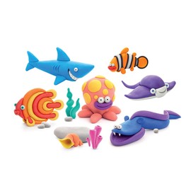 Hey Clay Ocean Ocean Basic Set of 6 15 Colours 6 Fish with 2 Tools Non-Toxic Modelling Clay