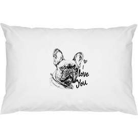 2 x 'I Love You with French Bulldog' Cotton Pillow Cases (PW00034239)
