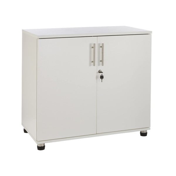 MMT Furniture Designs Ltd White Office Storage Unit - 2 Door Bookcase with Lock - Heavy Duty Office Storage Cabinet - Filing Cabinet Organiser for Home & Office (80L x 45D x 73H CM)