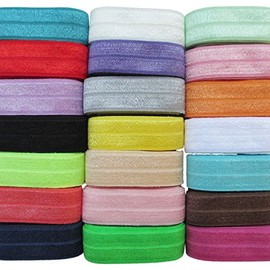 Chenkou Craft 20Yards Elastic Stretch Foldover FOE Elastics for Hair Ties Headbands Variety Color Pack 20colors (Multi-color, 5/8")